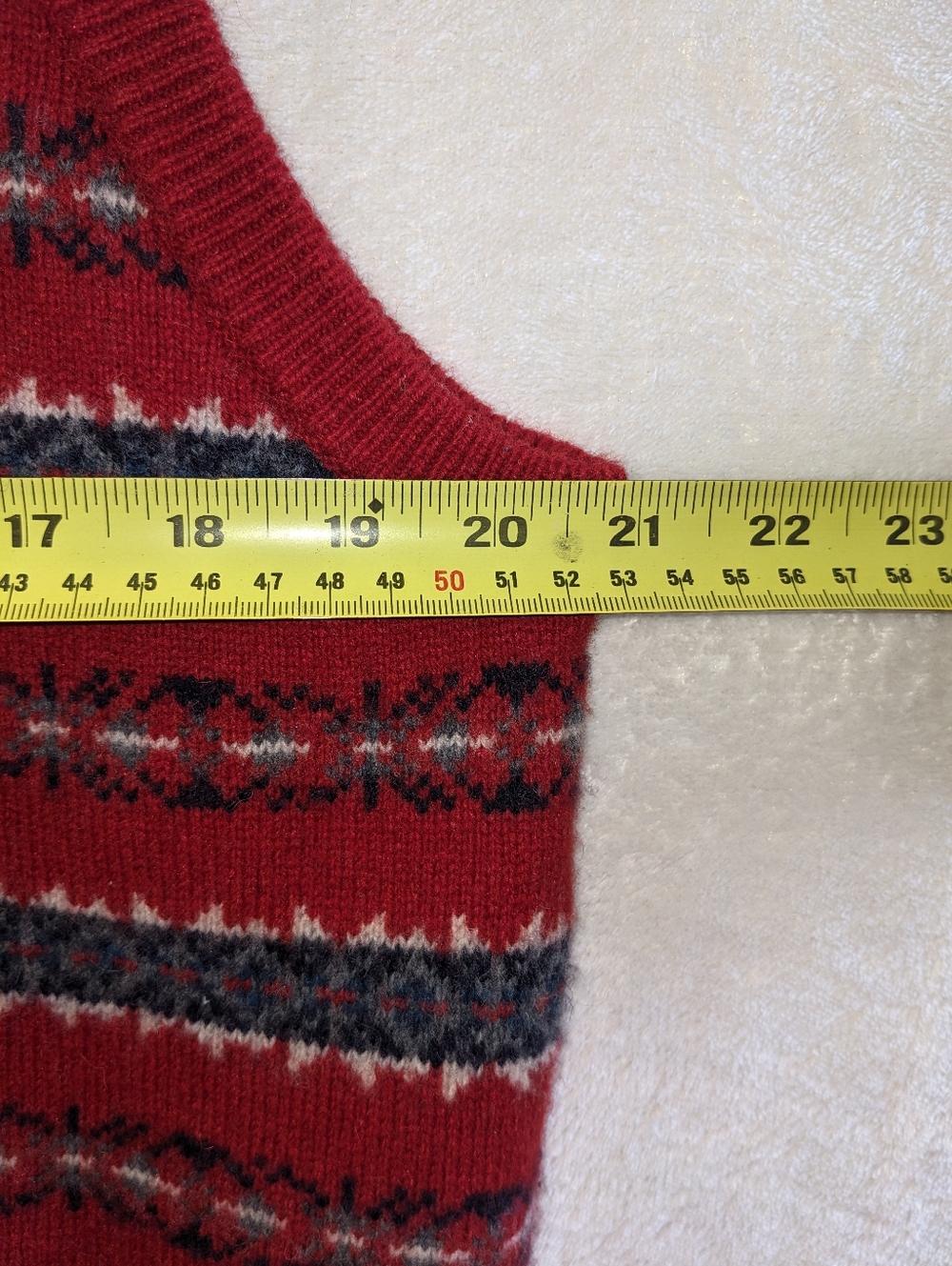 Brooks Brothers Red Patterned V-Neck Sweater Vest Fair Isle Wool Blend Size L - Picture 6 of 7